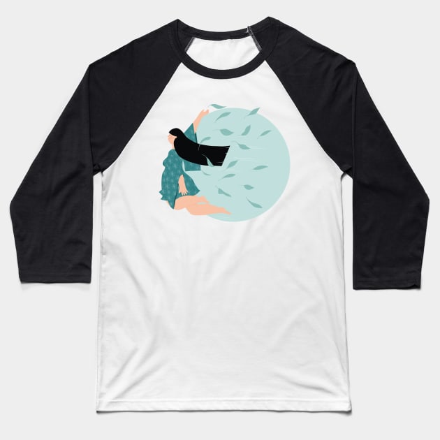 Flying Geisha Baseball T-Shirt by damppstudio